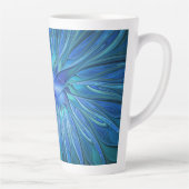 Blue Blume Fantasy Pattern, Abstraktes Fraktal Art Milchtasse (Rechts)