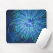 Blue Blume Fantasy Pattern, Abstraktes Fraktal Art Mousepad (Mit Mouse)