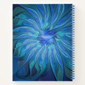 Blue Blume Fantasy Pattern, Abstraktes Fraktal Art Notizblock (Rückseite)