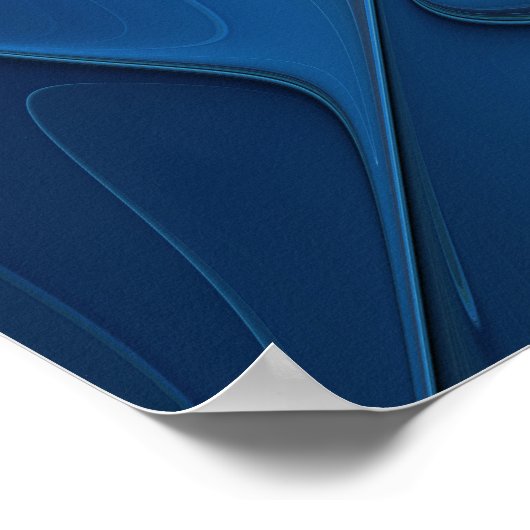 Blue Blume Fantasy Pattern, Abstraktes Fraktal Art Poster (Ecke)