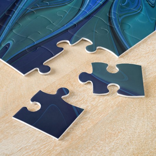Blue Blume Fantasy Pattern, Abstraktes Fraktal Art Puzzle (Seite)