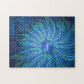 Blue Blume Fantasy Pattern, Abstraktes Fraktal Art Puzzle (Horizontal)