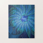 Blue Blume Fantasy Pattern, Abstraktes Fraktal Art Puzzle (Vertikal)