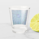 Blue Blume Fantasy Pattern, Abstraktes Fraktal Art Schnapsglas (Rückseite)