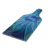 Blue Blume Fantasy Pattern, Abstraktes Fraktal Art Schneidebrett (Ecke)