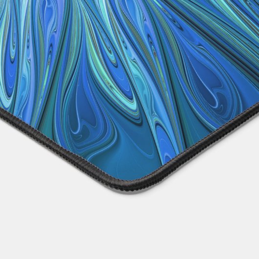 Blue Blume Fantasy Pattern, Abstraktes Fraktal Art Schreibtischunterlage (Ecke)