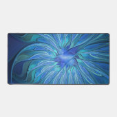 Blue Blume Fantasy Pattern, Abstraktes Fraktal Art Schreibtischunterlage (Vorderseite)