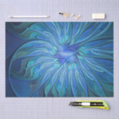Blue Blume Fantasy Pattern, Abstraktes Fraktal Art Seidenpapier (Handwerk)
