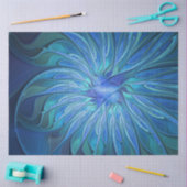 Blue Blume Fantasy Pattern, Abstraktes Fraktal Art Seidenpapier (Basteln)