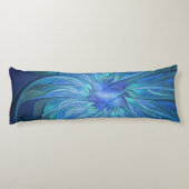 Blue Blume Fantasy Pattern, Abstraktes Fraktal Art Seitenschläferkissen (Rückseite)