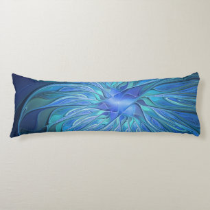 Blue Blume Fantasy Pattern, Abstraktes Fraktal Art Seitenschläferkissen