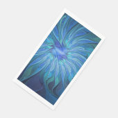Blue Blume Fantasy Pattern, Abstraktes Fraktal Art Serviette (Ecke)