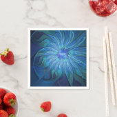 Blue Blume Fantasy Pattern, Abstraktes Fraktal Art Serviette (Beispiel)