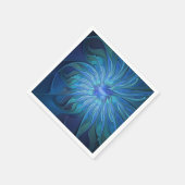 Blue Blume Fantasy Pattern, Abstraktes Fraktal Art Serviette (Ecke)