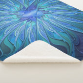 Blue Blume Fantasy Pattern, Abstraktes Fraktal Art Sherpadecke (3/4)
