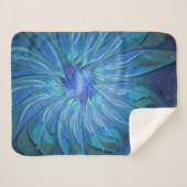 Blue Blume Fantasy Pattern, Abstraktes Fraktal Art Sherpadecke (Vorderseite (Horizontal))