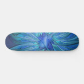 Blue Blume Fantasy Pattern, Abstraktes Fraktal Art Skateboard (Horizontal)