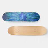 Blue Blume Fantasy Pattern, Abstraktes Fraktal Art Skateboard (Horizontal)