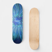 Blue Blume Fantasy Pattern, Abstraktes Fraktal Art Skateboard (Vorderseite)
