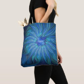 Blue Blume Fantasy Pattern, Abstraktes Fraktal Art Tasche (Von Nahem)