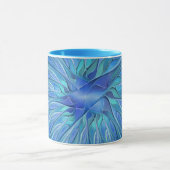 Blue Blume Fantasy Pattern, Abstraktes Fraktal Art Tasse (Zentrum)