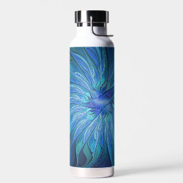 Blue Blume Fantasy Pattern, Abstraktes Fraktal Art Trinkflasche