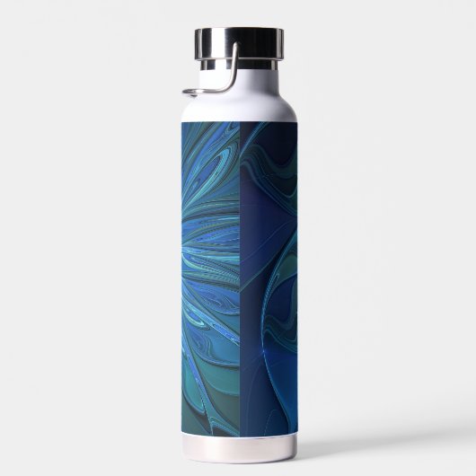 Blue Blume Fantasy Pattern, Abstraktes Fraktal Art Trinkflasche (Rechts)