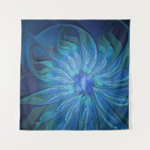 Blue Blume Fantasy Pattern, Abstraktes Fraktal Art Wandteppich (Vorderseite (Horizontal))