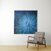 Blue Blume Fantasy Pattern, Abstraktes Fraktal Art Wandteppich (Beispiel (Horizontal))