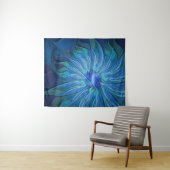 Blue Blume Fantasy Pattern, Abstraktes Fraktal Art Wandteppich (Beispiel (Horizontal))