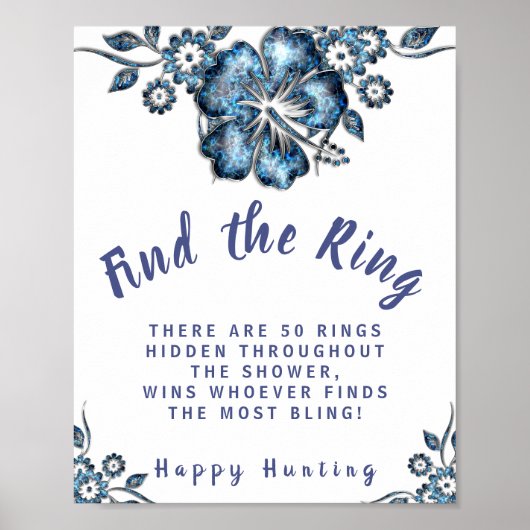 Blue Blume Finden Sie das Ring Brautparty Game Sig Poster (Vorne)