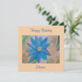 Blue Blume Flat Birthday Card Karte (Stehend Vorderseite)