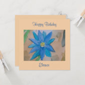 Blue Blume Flat Birthday Card Karte (Vorderseite/Rückseite Beispiel)