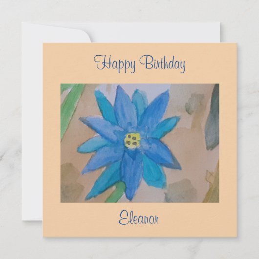Blue Blume Flat Birthday Card Karte (Vorderseite)