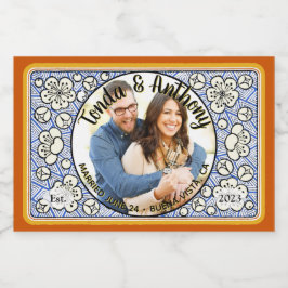 Blue Blume Foto Wedding Honey Jar Favor Labels Lebensmitteletikett