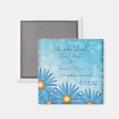 Blue Blume fröhlich Speichern Sie das Date Magnet (Vorderseite/Rückseite)