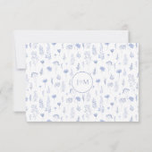 Blue Blume Gargen Wedding RSVP Response Card Karte (Rückseite)