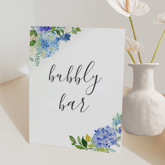 Blue Blume Hydrangea Bubbly Bar Sign Sockelschild