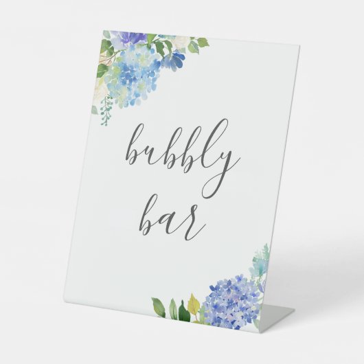 Blue Blume Hydrangea Bubbly Bar Sign Sockelschild (Vorderseite)