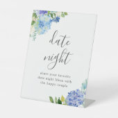 Blue Blume Hydrangea Date Night Sign Sockelschild (Vorderseite)