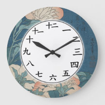Blue Blume Japanisch oder Chinesisch Nummer Uhr