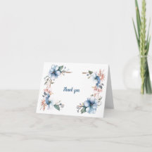 Blue Blume Lines: Hochzeit Dankeschön Card