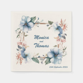 Blue Blume Lines: Personalisierte Hochzeiten von N Serviette