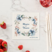 Blue Blume Lines: Personalisierte Hochzeiten von N Serviette (Beispiel)