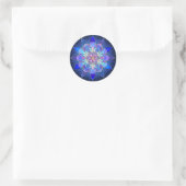 Blue Blume Mandala Fraktal Runder Aufkleber (Tasche)