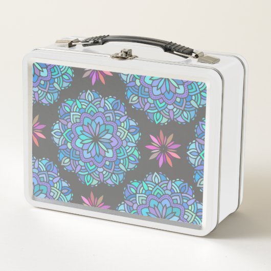 Blue Blume Mandala Metal Lunch Box (Vorderseite)