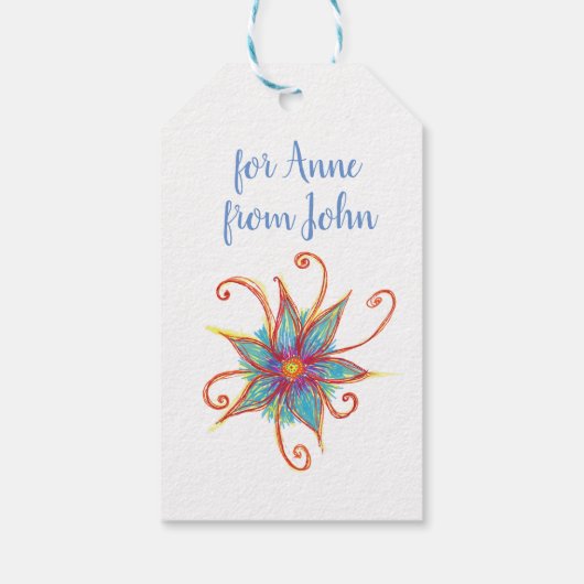 Blue Blume Mandala Personal Custom Geschenkanhänger (Rückseite)