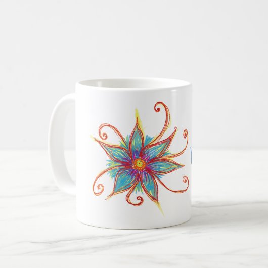 Blue Blume Mandala Personalisiert Kaffeetasse (Vorderseite Links)