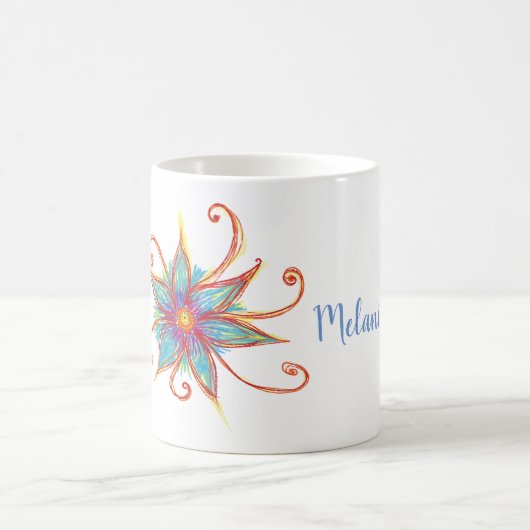 Blue Blume Mandala Personalisiert Kaffeetasse (Mittel)