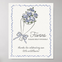 Blue Blume Market Frische Blumen Favoriten Zeichen Poster